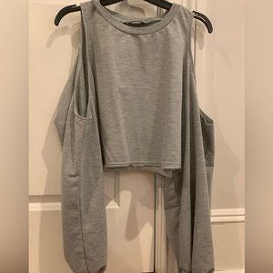 Gray long sleeve/shoulder cut off